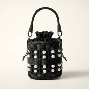 Kate Spade x Target exclusive - Black Woven Bag with Pearl Accents